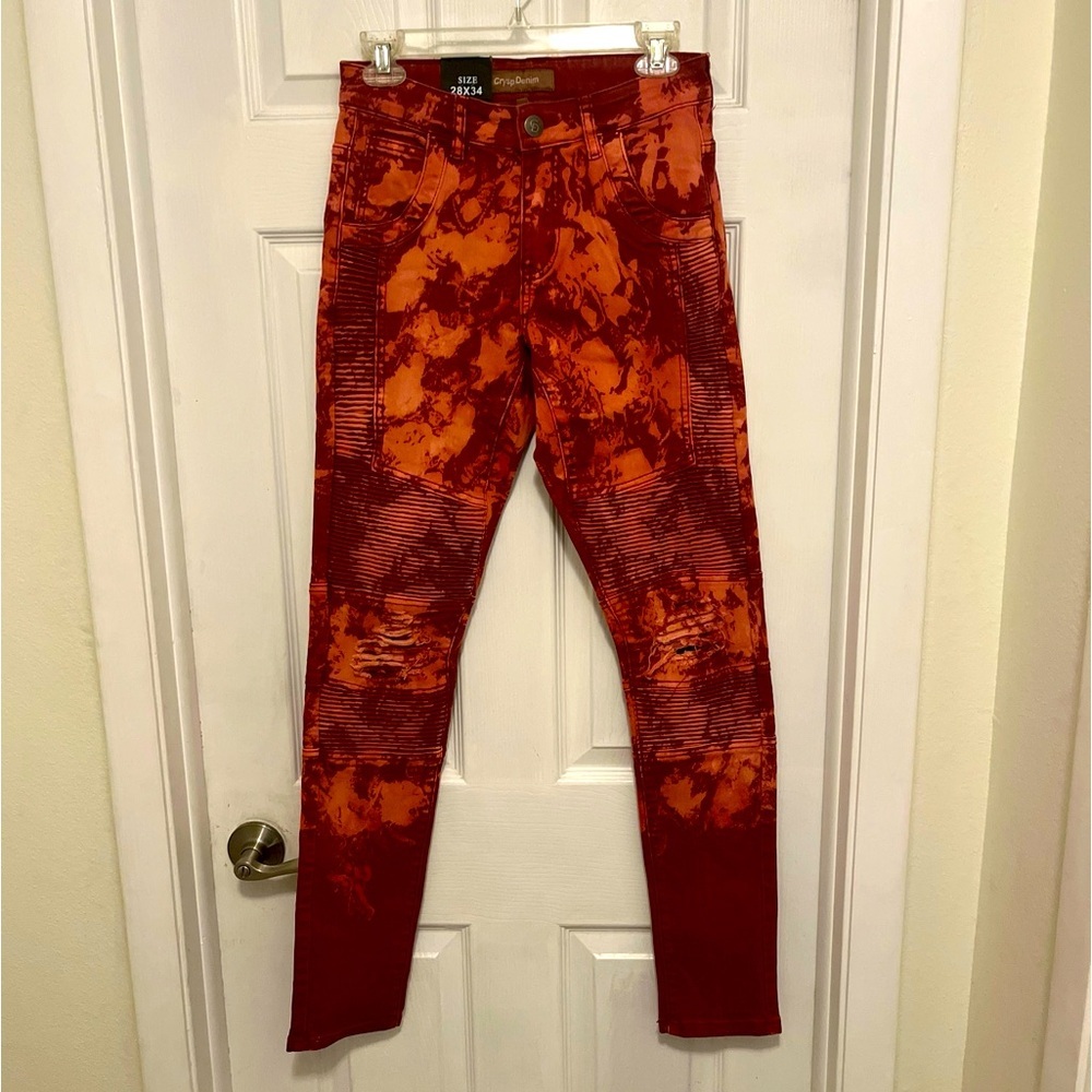 Crysp Denim Distressed Men’s Jeans Sz 28x34‎ NWT